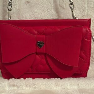 Betsey Johnson Red Quilted Bow Crossbody Bag